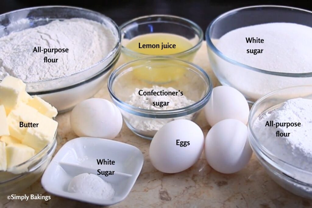 All ingredients for Easy Lemon Bar ingredients