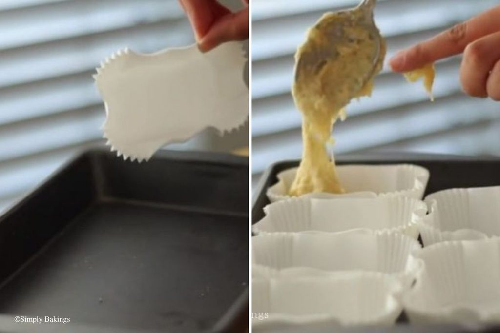 Bread batter poured into liners