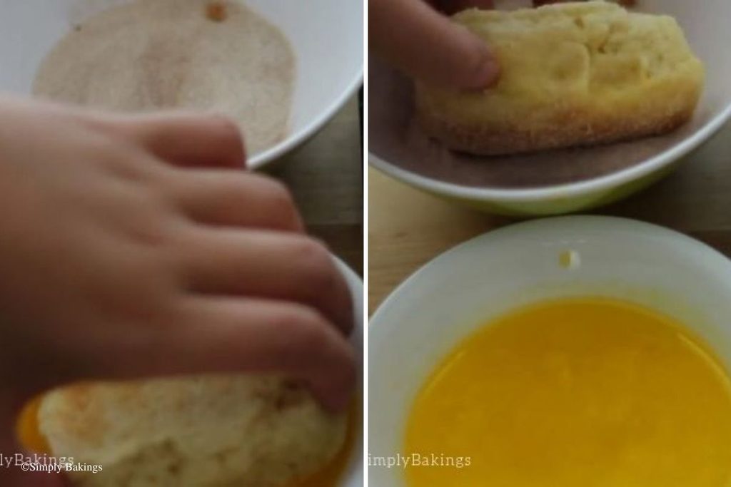 Bread dipped in two coating mixtures