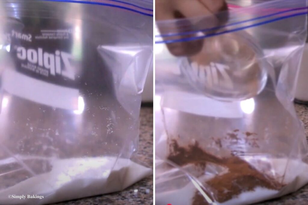 Cinnamon and sugar in a Ziploc bag