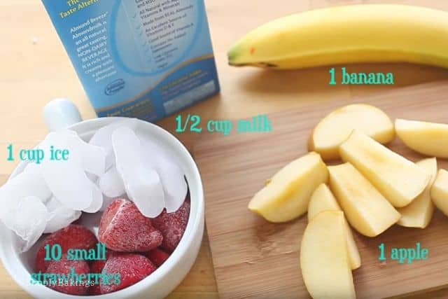 ingredients of the strawberry banana smoothie