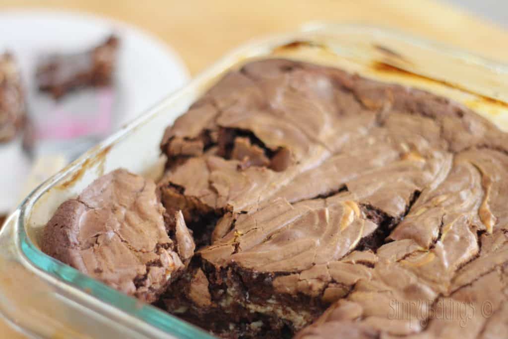 Freshly baked easy Zebra Cake in pan