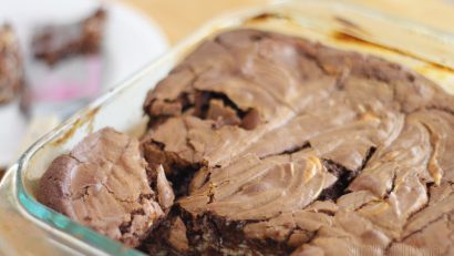 freshly baked zebra brownie cake
