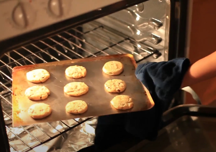 baked cookies taken out of the oven