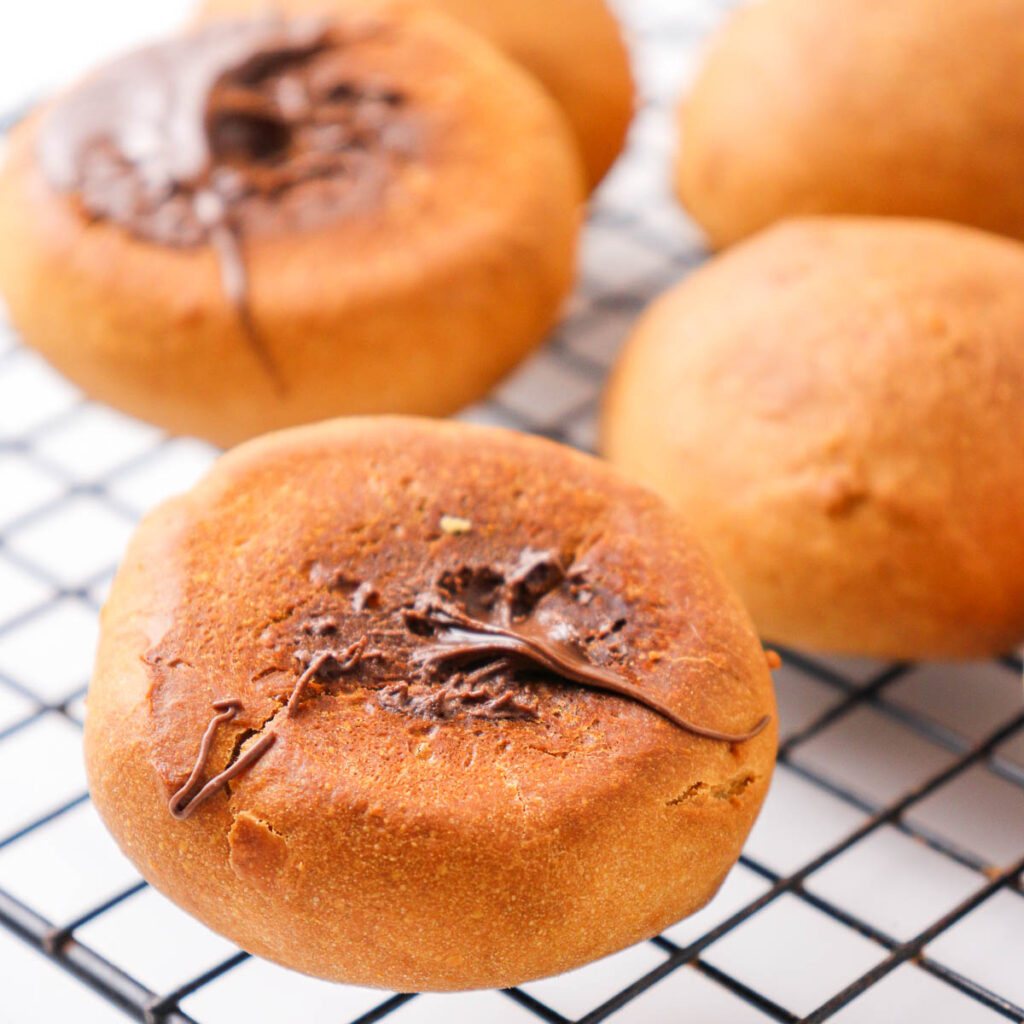 bread with melted chocolate inside