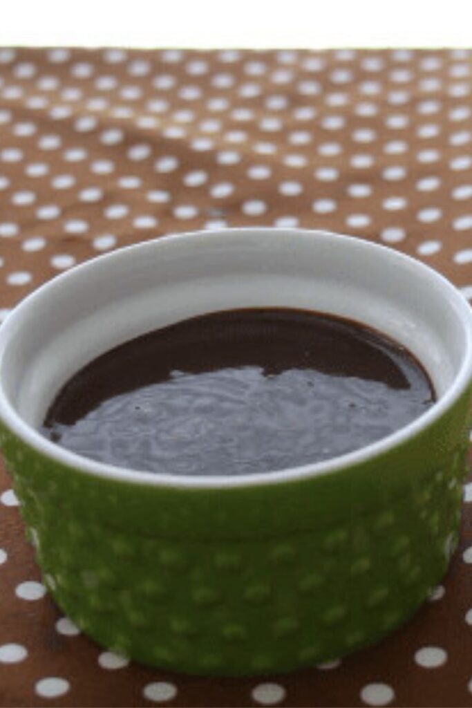 chocolate ganache in a small green bowl
