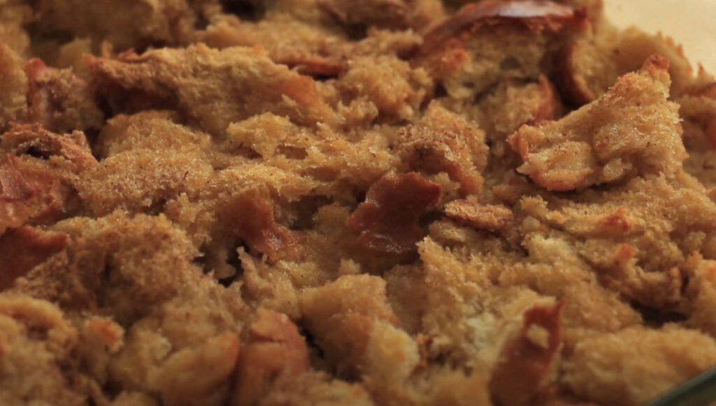 freshly baked pandesal bread pudding 