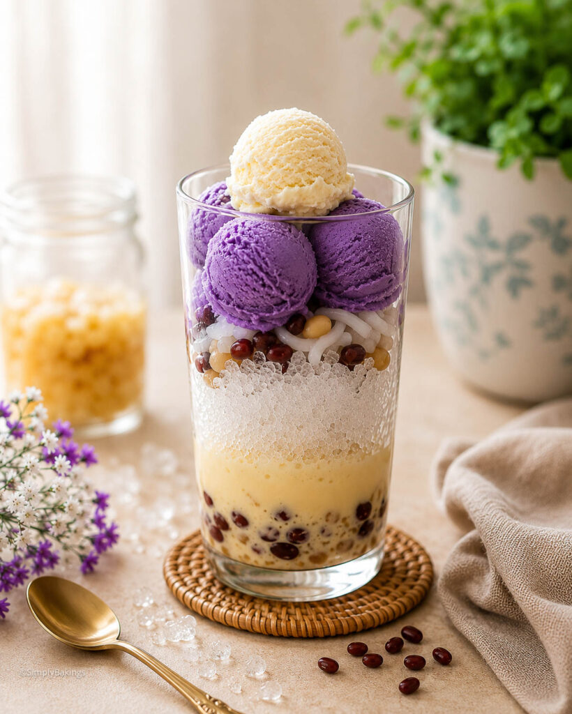 Filipino halo halo in a cup