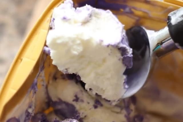scooped ube vanilla ice cream for halo halo topping