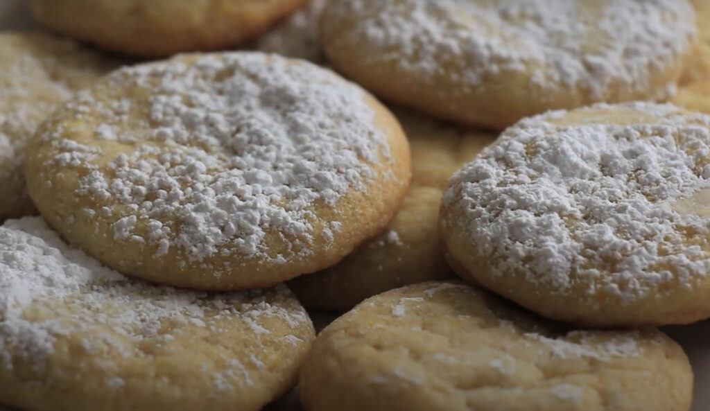 lemon cookies dusted with powdered sugar
