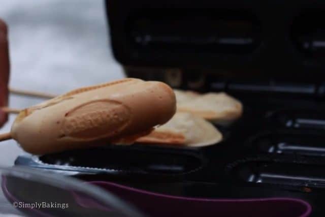 cooking maple pancakes in a waflle maker