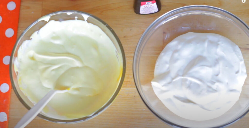 cream cheese mixture in two bowls