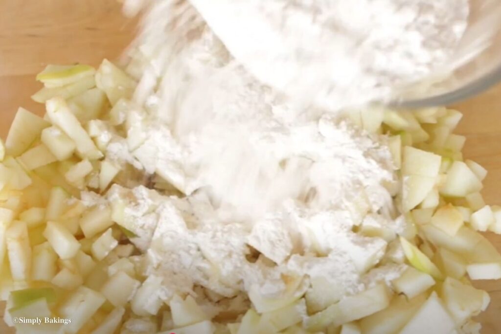 Apple dices mixed with all-purpose flour