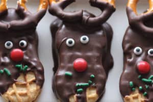 delicious reindeer cookies on a plate