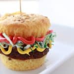 hamburger cucpakes on a white plate