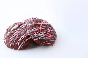 red velvet cookies on a white background