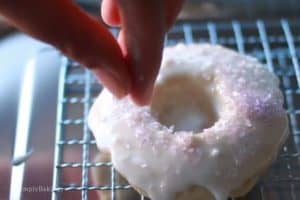 vanilla glazed donuts with sugar sprinkles
