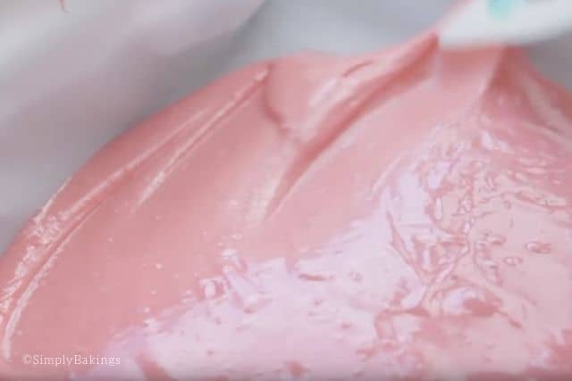 pink cake batter for strawberry pocky cake
