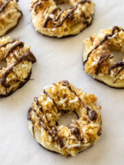 Caramel Coconut Cookies Recipe on parchment paper