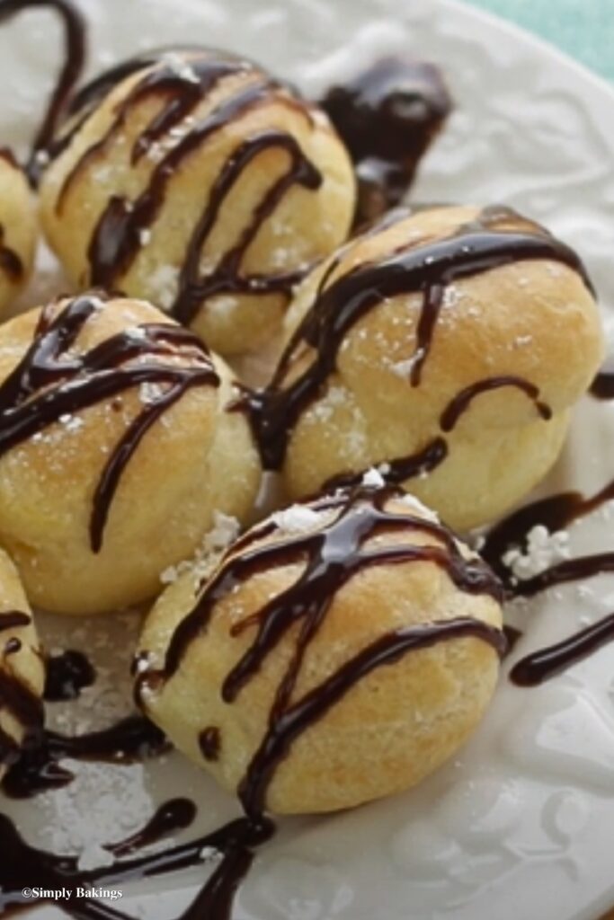 Nutella Cream Puffs drizzled with chocolate