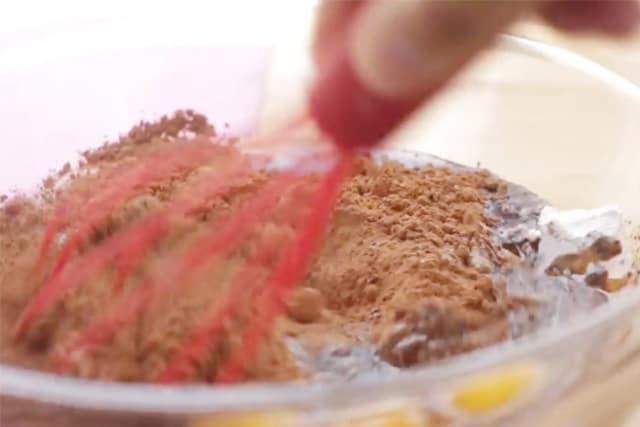 mixing ingredients for brownie cupcake bowl recipe