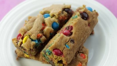 cookie bars on a white plate
