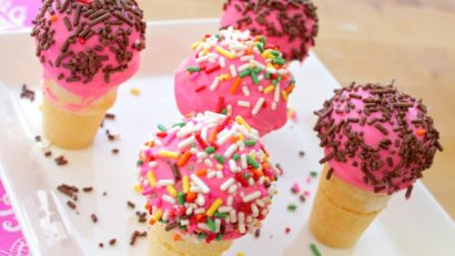 pretty ice cream cone cake pops