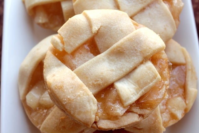 apple pie cookies on a white plate