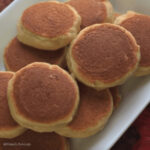 Homemade Apple Pancakes on a white rectangular plate