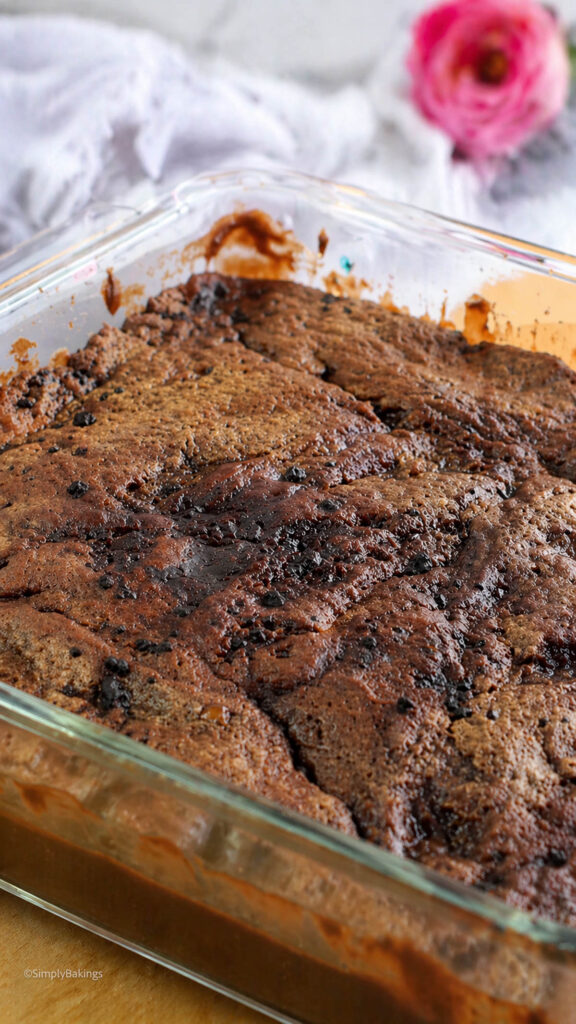 Chocolate Cake in a glass pan