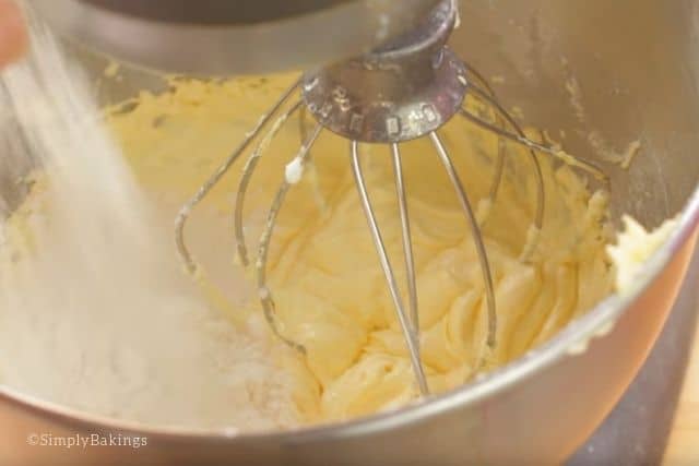 adding in all-purpose flour to the mixture