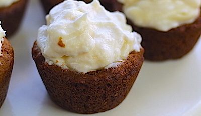 Delicious Ginger Snap Cups on a white cake tray