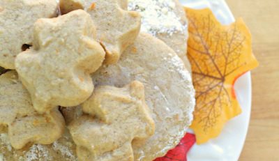 Carrot cookies decorated with maple leaves