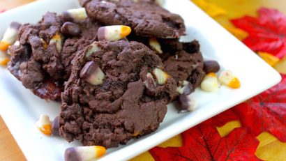 easy and delicious S'mores candy corn cookies on a white plate