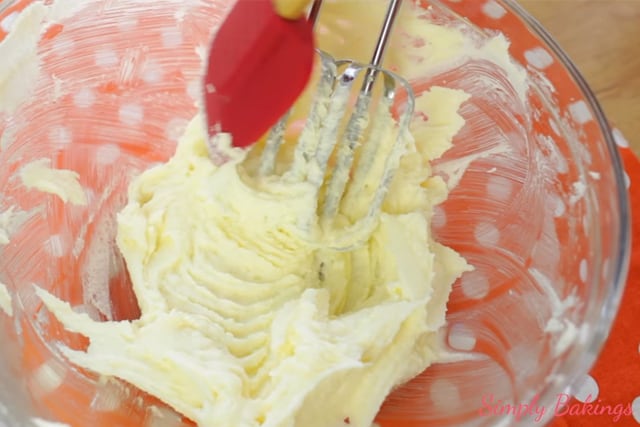 creaming the butter and sugar using a handheld mixer