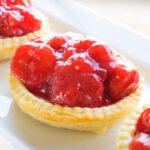 MIni strawberry white chocolate pie on a plate