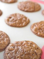 A batch of Espresso Brownie Cookies on a baking tray