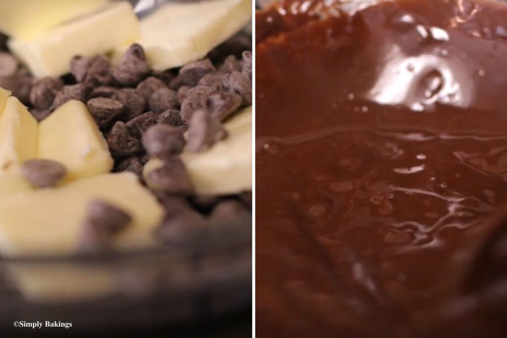 Melting the chocolate chips and butter together