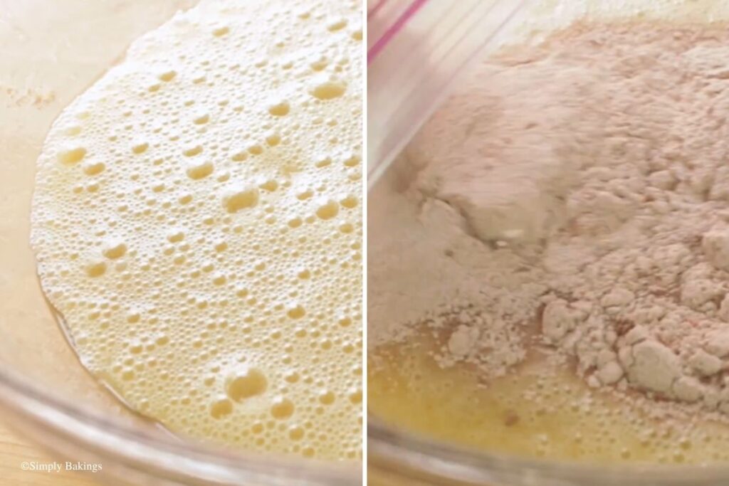Dry ingredients mixed into wet ingredients