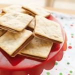 nutella pie crust pieces in red tray
