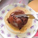 sweet chocolate cupcake with fork