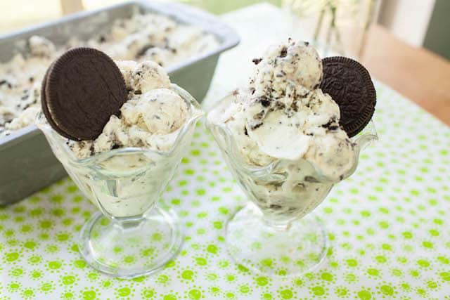 oreo ice cream topped with Oreo biscuits