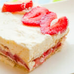 strawberry float on a white plate