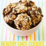 oatmeal cookies in a pink bowl