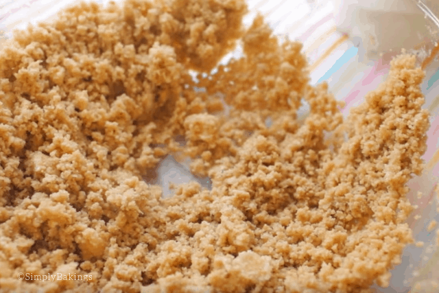 brown sugar, granulated sugar, and butter mixture for fruity pebble marshmallow cookies recipe