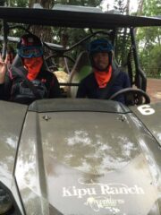 man and woman in a jeep