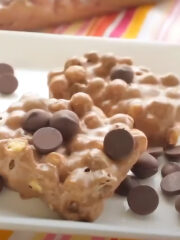 a plate of delicious no-bake Reese's puff treats