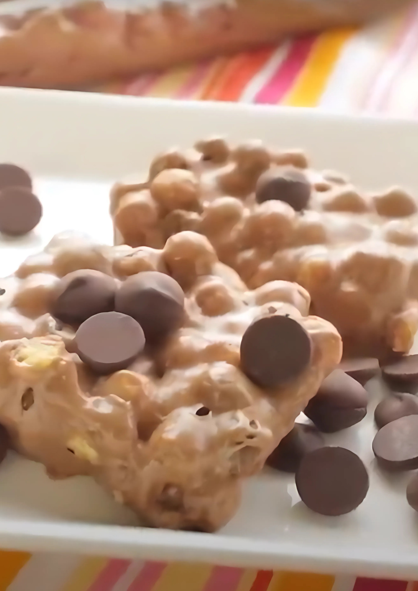 a plate of delicious no-bake Reese's puff treats