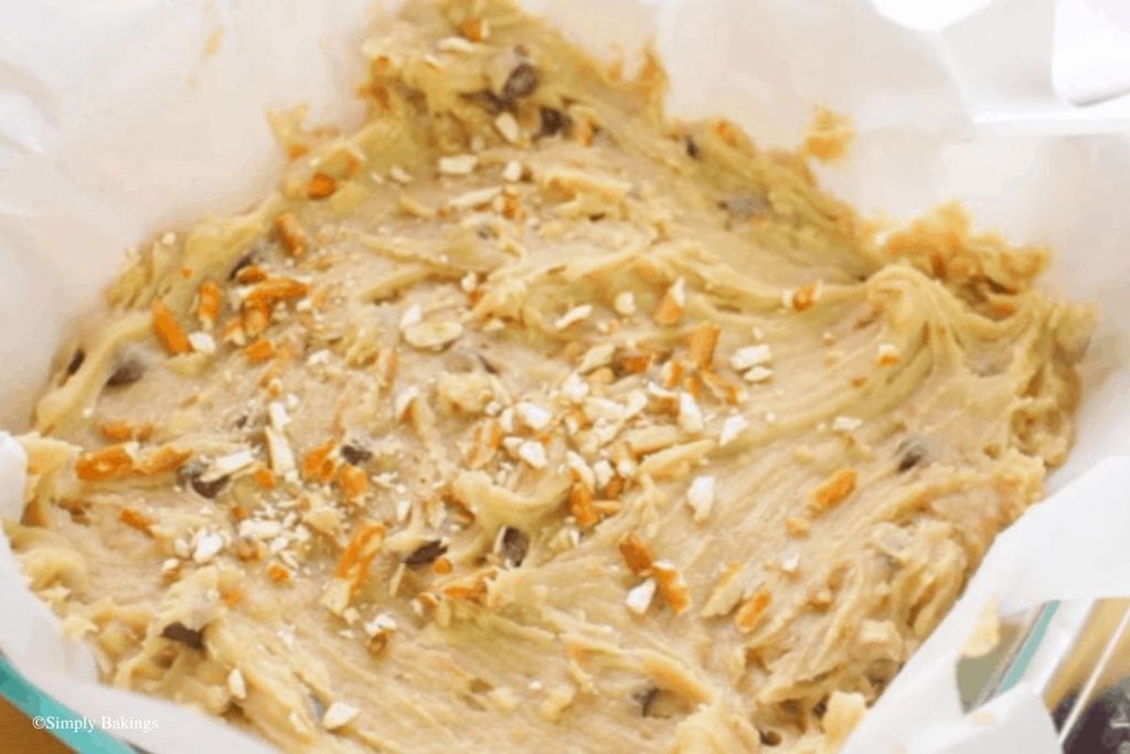 Cake batter spread in the pan