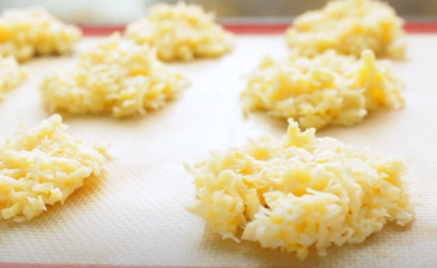 coconut mixture on cookie sheet
